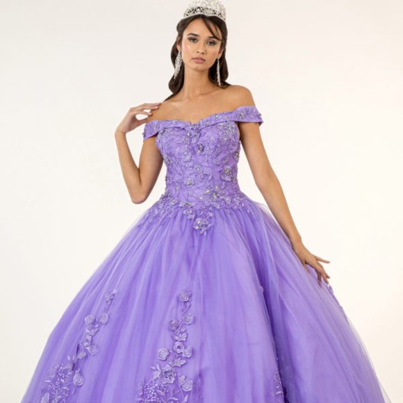 NEW LONG MESH OFF SHOULDER SLEEVELESS EMBROIDERED DRESS WITH LACED BACK GL2802